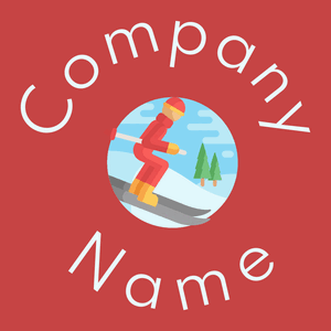 Skiing logo on a Sunset background - Kleinhandel