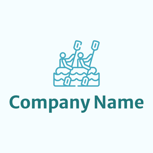 Outlined Rafting logo on a Azure background - Deportes