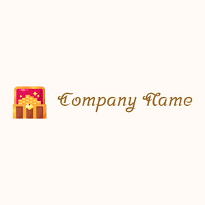 Red Treasure chest logo on a Seashell background - Abstrakt