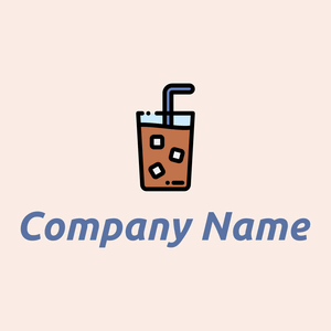Ice coffee logo on a Rose White background - Comida & Bebida