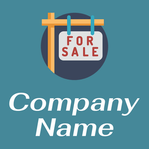 For sale logo on a Hippie Blue background - Real Estate & Mortgage