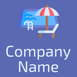 Swimming pool logo on a Chetwode Blue background - Jeux & Loisirs