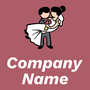 Wedding couple logo on a Coral background - Mariage