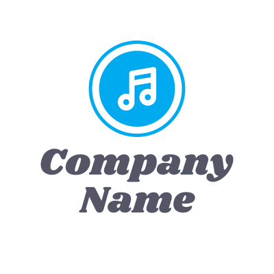 Nota musical blanca sobre fondo azul logo - Arte & Entretenimiento Logotipo