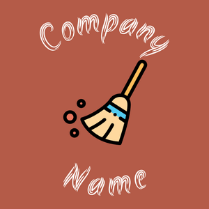 Broom logo on a brown background - Limpieza & Mantenimiento