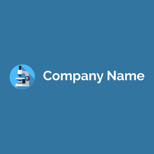 Microscope logo on a Lochmara background - Medical & Farmacia