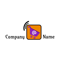 Logotipo del carrito en cuadrado naranja - Internet Logotipo