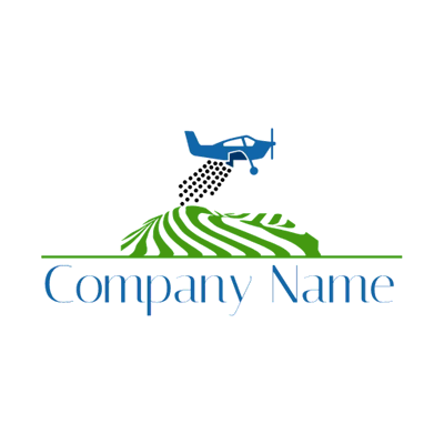 Logotipo de avión y pesticidas en los campos - Agricultura Logotipo