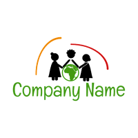 Logotipo de planeta tierra con silueta infantil - Comunidad & Sin fines de lucro Logotipo