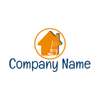 Logotipo de casa y escoba naranja - Limpieza & Mantenimiento Logotipo