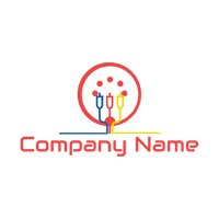 Logo con tapones azules, rojos y amarillos - Internet Logotipo