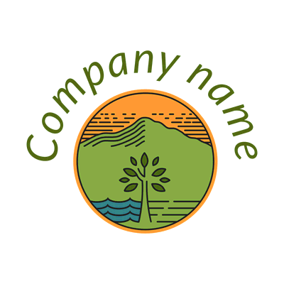 Berg-, Baum- und Wasserlogo - Landwirtschaft Logo