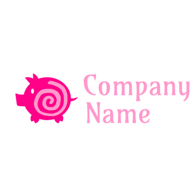 Cerdo rosa con logo espiral rosa - Niños & Guardería Logotipo