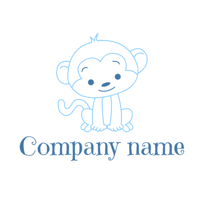 Lindo logo de mono azul - Animales & Animales de compañía Logotipo