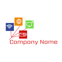 Logotipo con diferentes conexiones informáticas - Computadora Logotipo