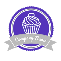 Logo morado con cupcake - Servicio de bodas Logotipo