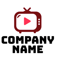 TV con logo botón play rosa - Juegos & Entretenimiento Logotipo