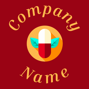 Herbal logo on a Carmine background - Hospital & Farmácia
