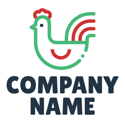 Green and red rooster logo - Animales & Animales de compañía