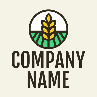 Logotipo de granja con ramita de trigo - Agricultura Logotipo