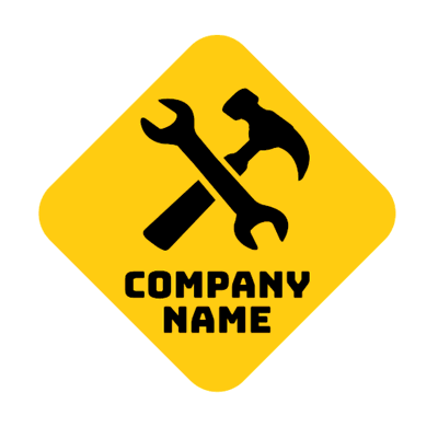 Hammer construction logo and adjustable wrench - Technology