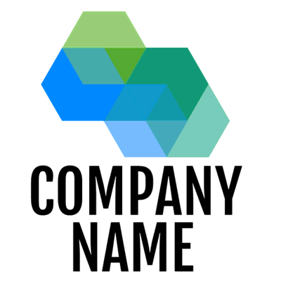 Green and blue hexagonal shapes logo - Industria