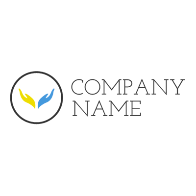 Logotipo de manos abiertas amarillas y azules - Comunidad & Sin fines de lucro Logotipo