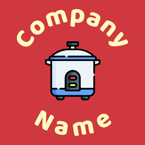 Rice cooker logo on a Persian Red background - Alimentos & Bebidas