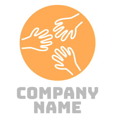 Orange logo with hands - Crianças & Cuidados