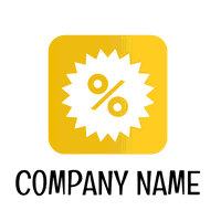 Logotipo de descuento en un cuadrado amarillo - Venta al detalle Logotipo