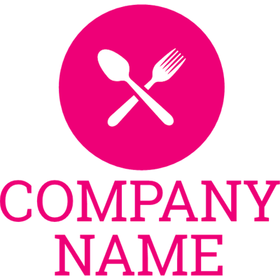 Logo rosa con utens - Alimentos & Bebidas Logotipo