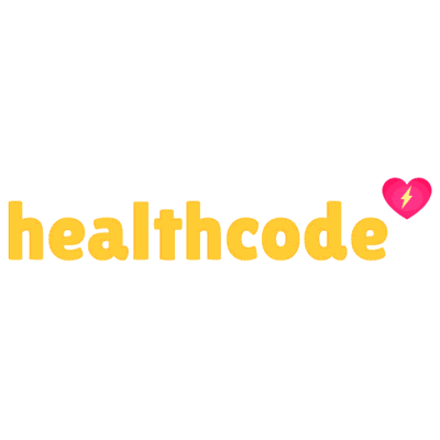 Logotipo Healthcode corazón y rayos - Medical & Farmacia Logotipo