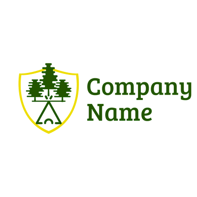 Logotipo de tienda y árboles - Viajes & Hoteles Logotipo