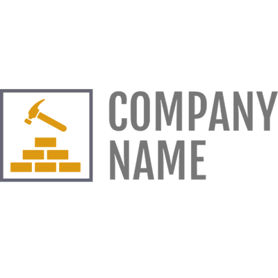 Logo con martillo y ladrillos - Construcción & Herramientas Logotipo
