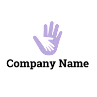 Logo of one hand in another hand purple - Crianças & Cuidados