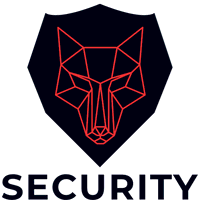 Sicherheitslogo des roten Wolfs mit Abzeichen - Tiere & Haustiere Logo