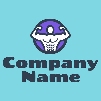 Blue and purple muscular person logo - Sports
