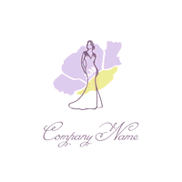 Logotipo de silueta de mujer en vestido y flor - Moda & Belleza Logotipo