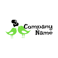 Logo de dos pájaros verdes - Comunicaciones Logotipo