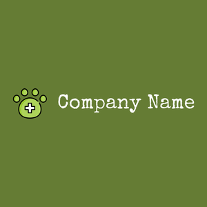 Veterinary logo on a Dark Olive Green background - Animais e Pets