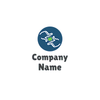 Logotipo de canicas verdes entre manos - Fotograpía Logotipo