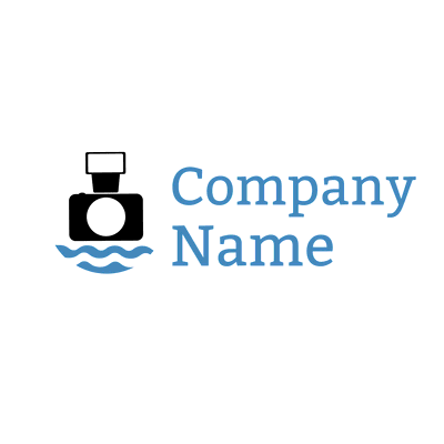 Logotipo de la cámara en ondas azules - Fotograpía Logotipo