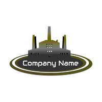 Logotipo de fábrica industrial verde y gris - Industrial Logotipo