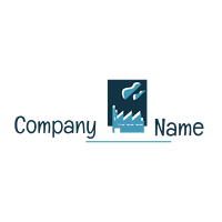 Logotipo de fábrica azul y humo - Industrial Logotipo