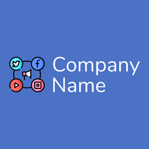 Social media logo on a Blue background - Comunicaciones