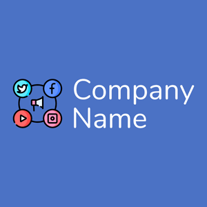 Social media logo on a Blue background - Comunicazioni