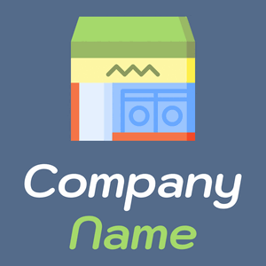 Laundromat logo on a Kashmir Blue background - Limpeza & Manutenção