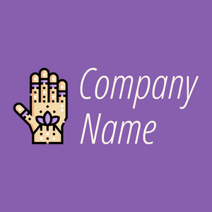 Henna painted hand logo on a Blue Marguerite background - Religión