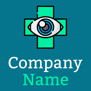 Eye clinic logo on a Eastern Blue background - Medical & Farmacia