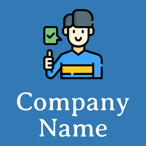Customer service logo on a Curious Blue background - Abstrakt